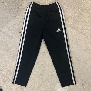 Adidas Kids Black Joggers with White Stripes